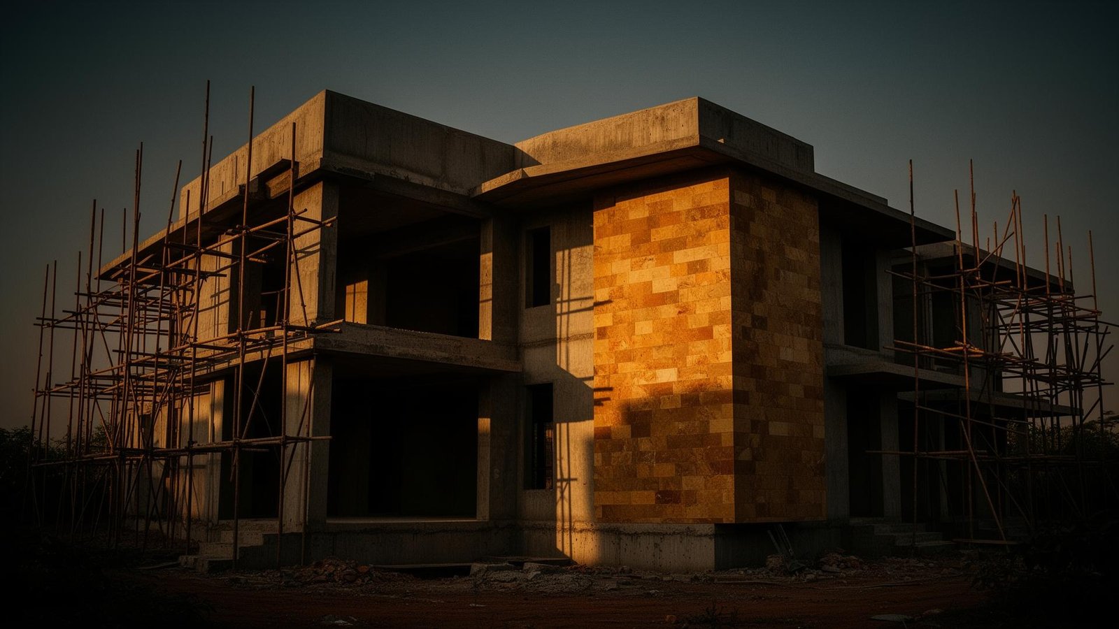 Karnataka luxury contemporary villa under turnkey construction by HI-LO Constructions